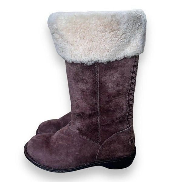 UGG Karyn Cuff Sheepskin Boots 1005449 Dark Brown Women's 6
