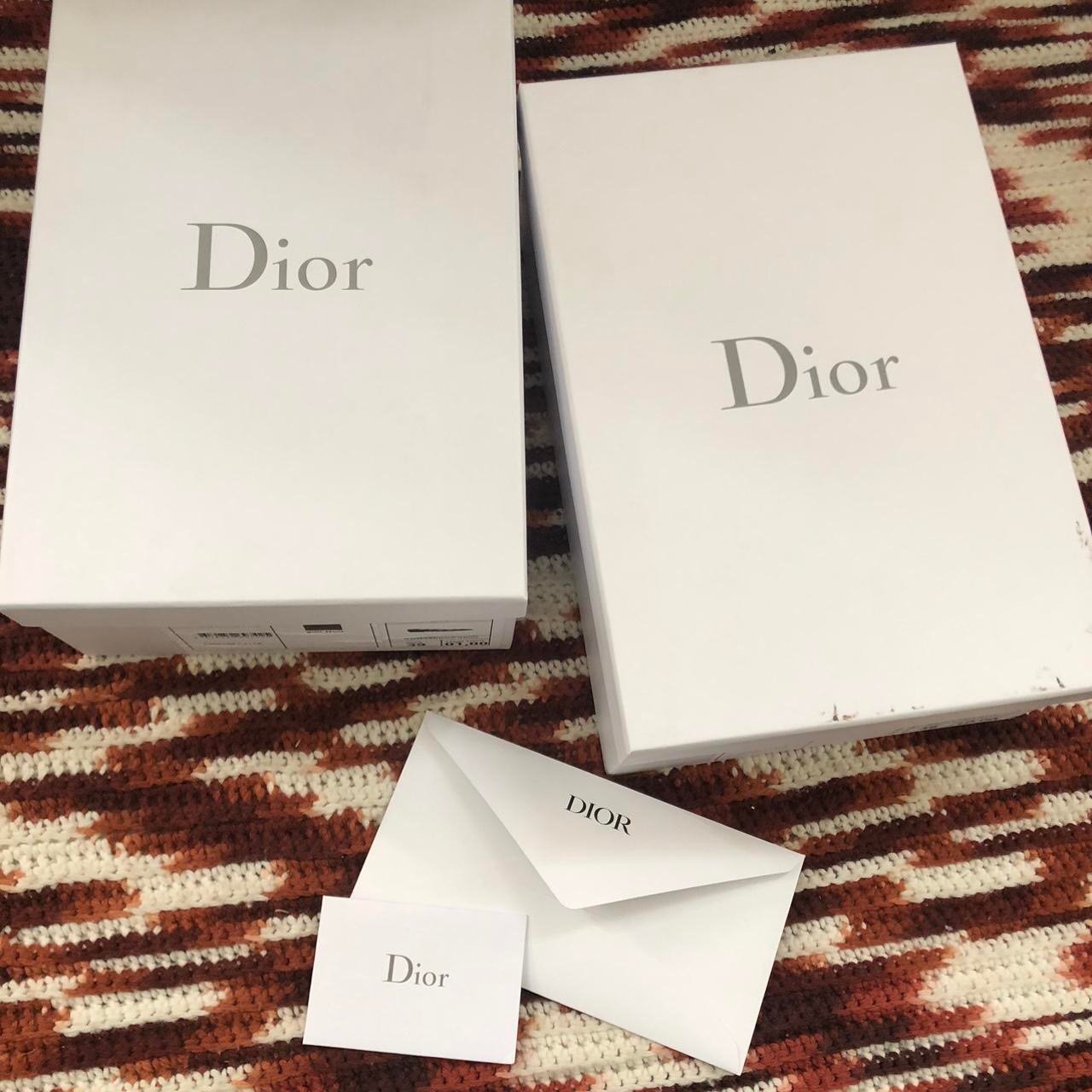 Two 2 Christian Dior Empty Gift Storage Shoe Box Monogram Tissue Paper & Cards