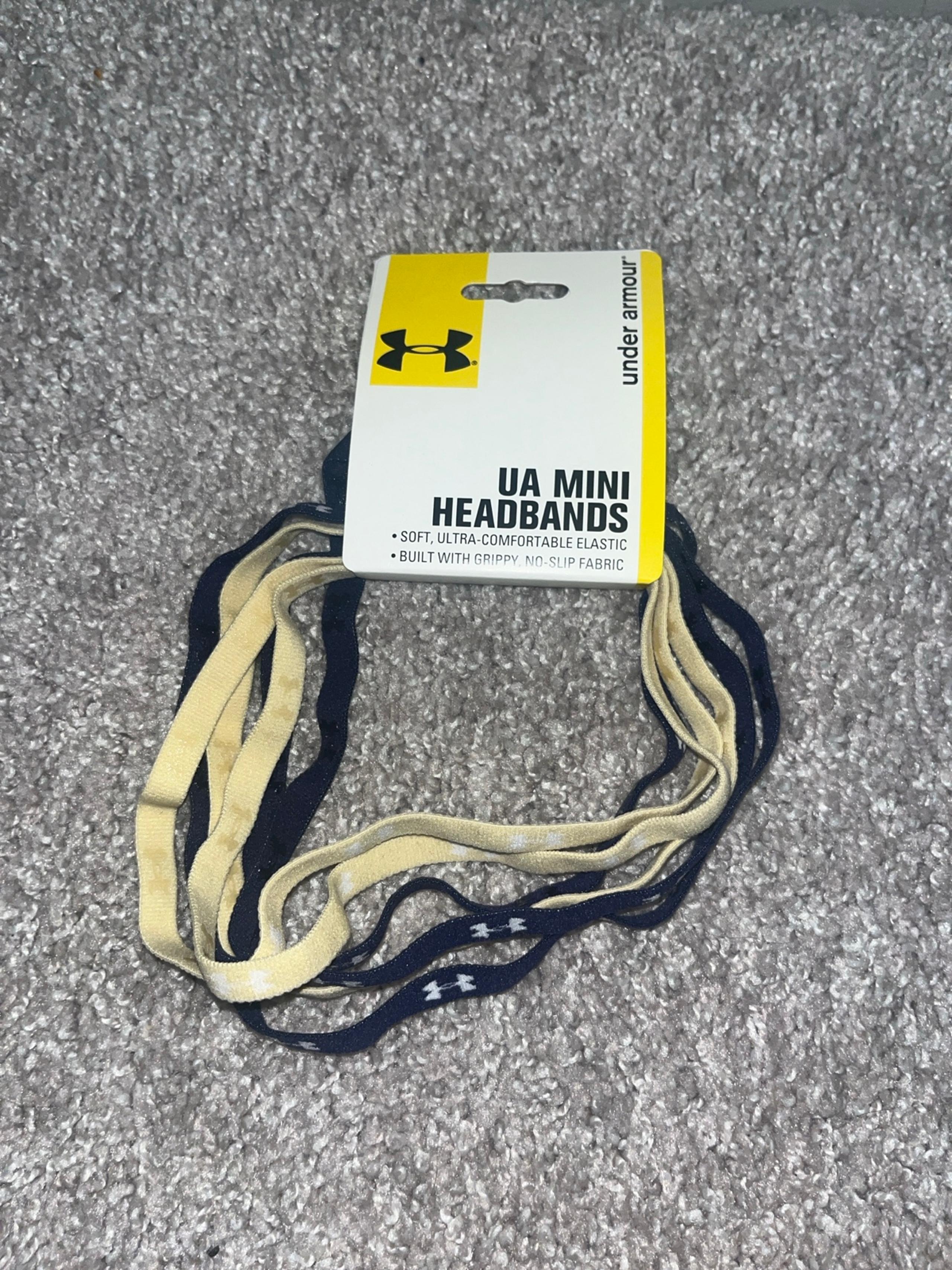 Under Armour Mini Headbands 6 Pack Navy Gold Yellow Notre Dame NEW