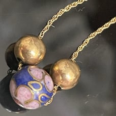 14K Necklace With Chain and Cloisonné Beads 1.7grams