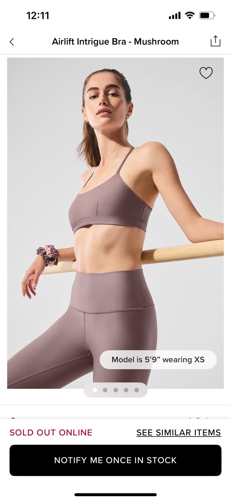 Alo Airlift Intrigue Bra in Mushroom NWT Size Small