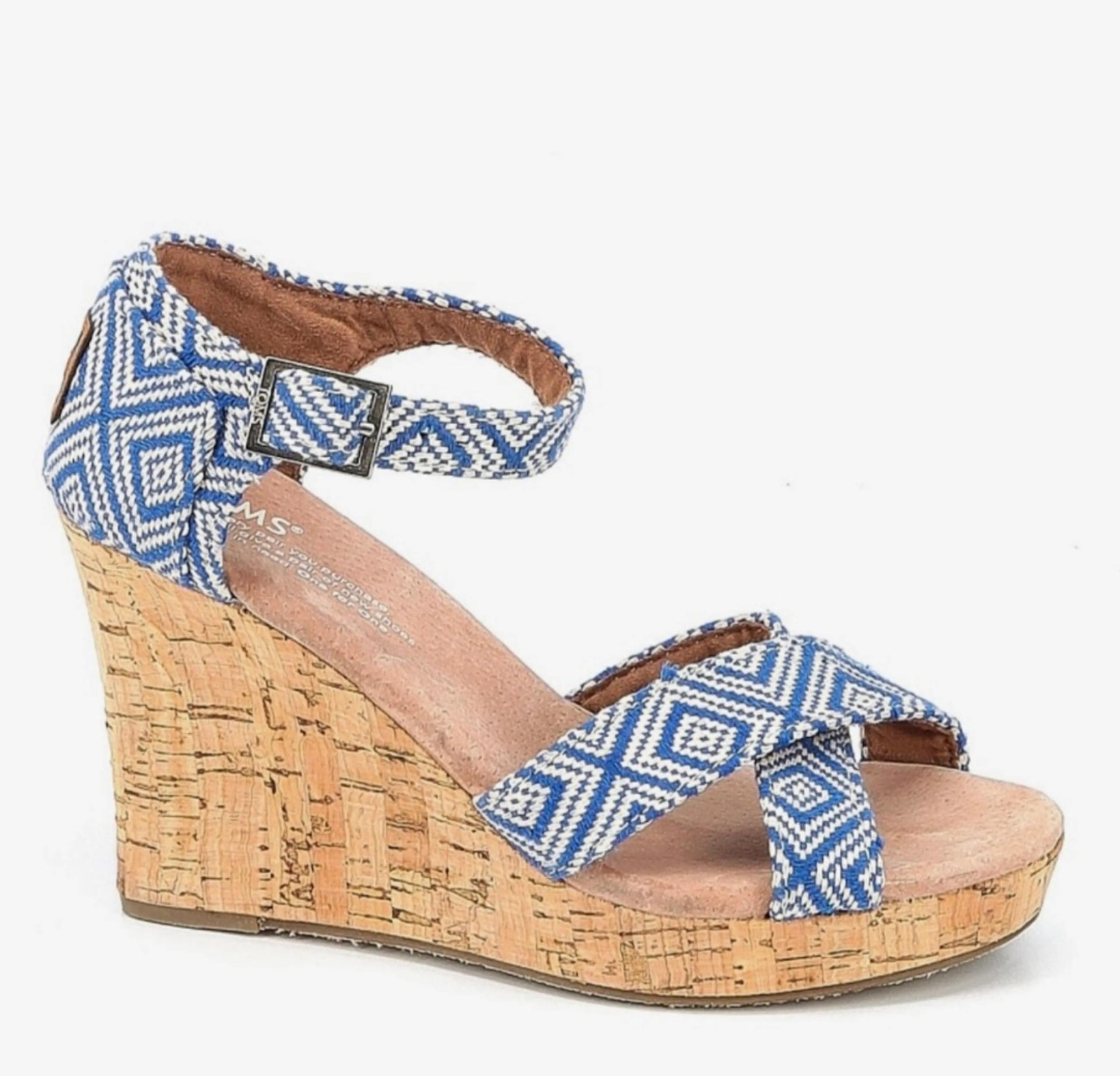 SizeToms Cork Wedge Sandals Platform Buckle Ankle Strap Open Toe Sz 6.5