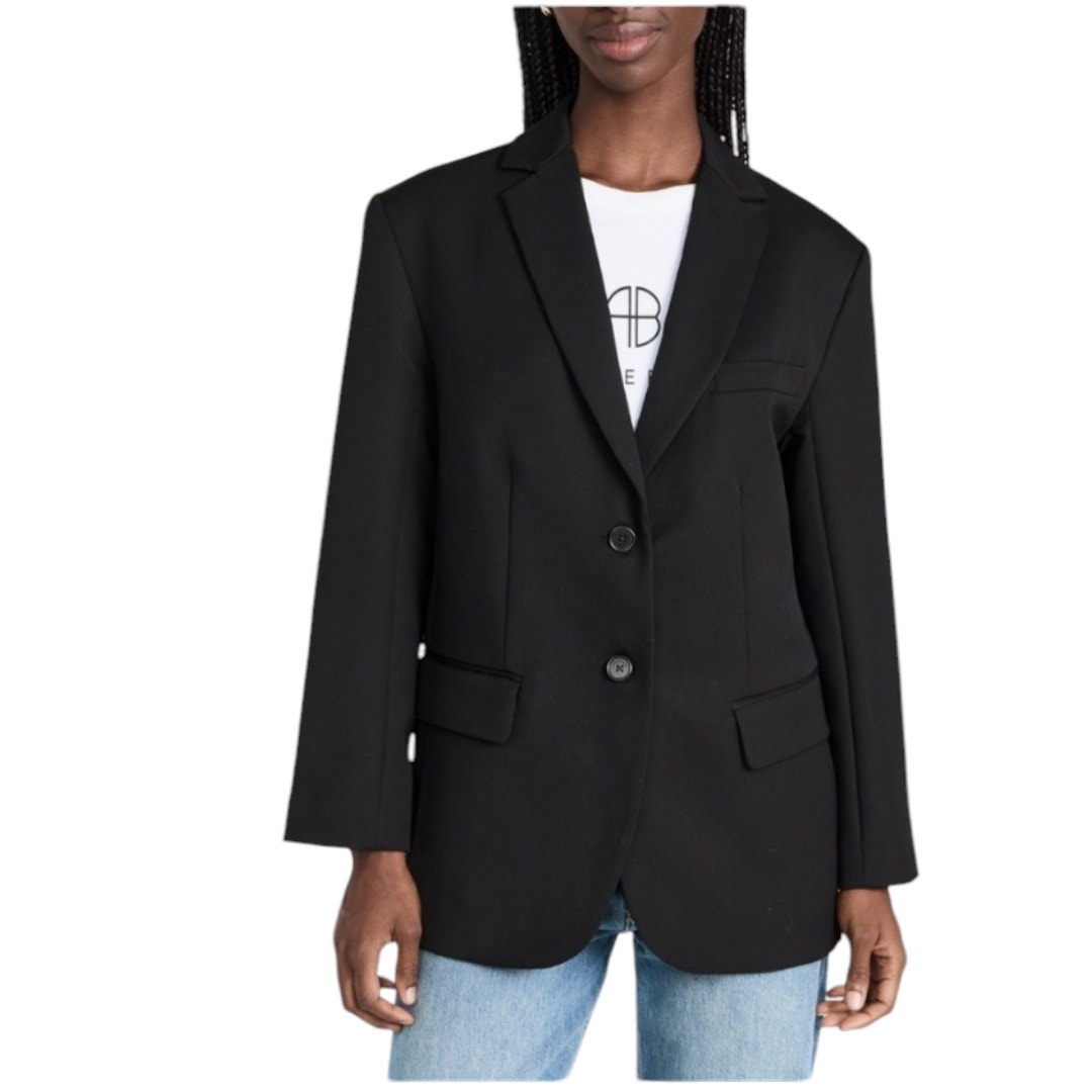 650 NWT Anine Bing Women's Wool Blazer Size Small Black Luxury Designer Jacket