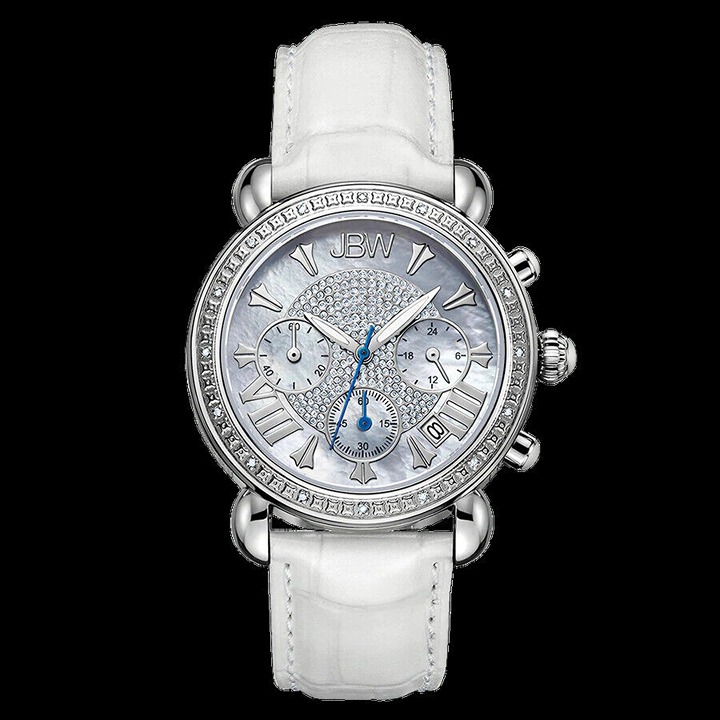 1,390| JBW Victory White Leather Diamond Chronograph Women's Watch