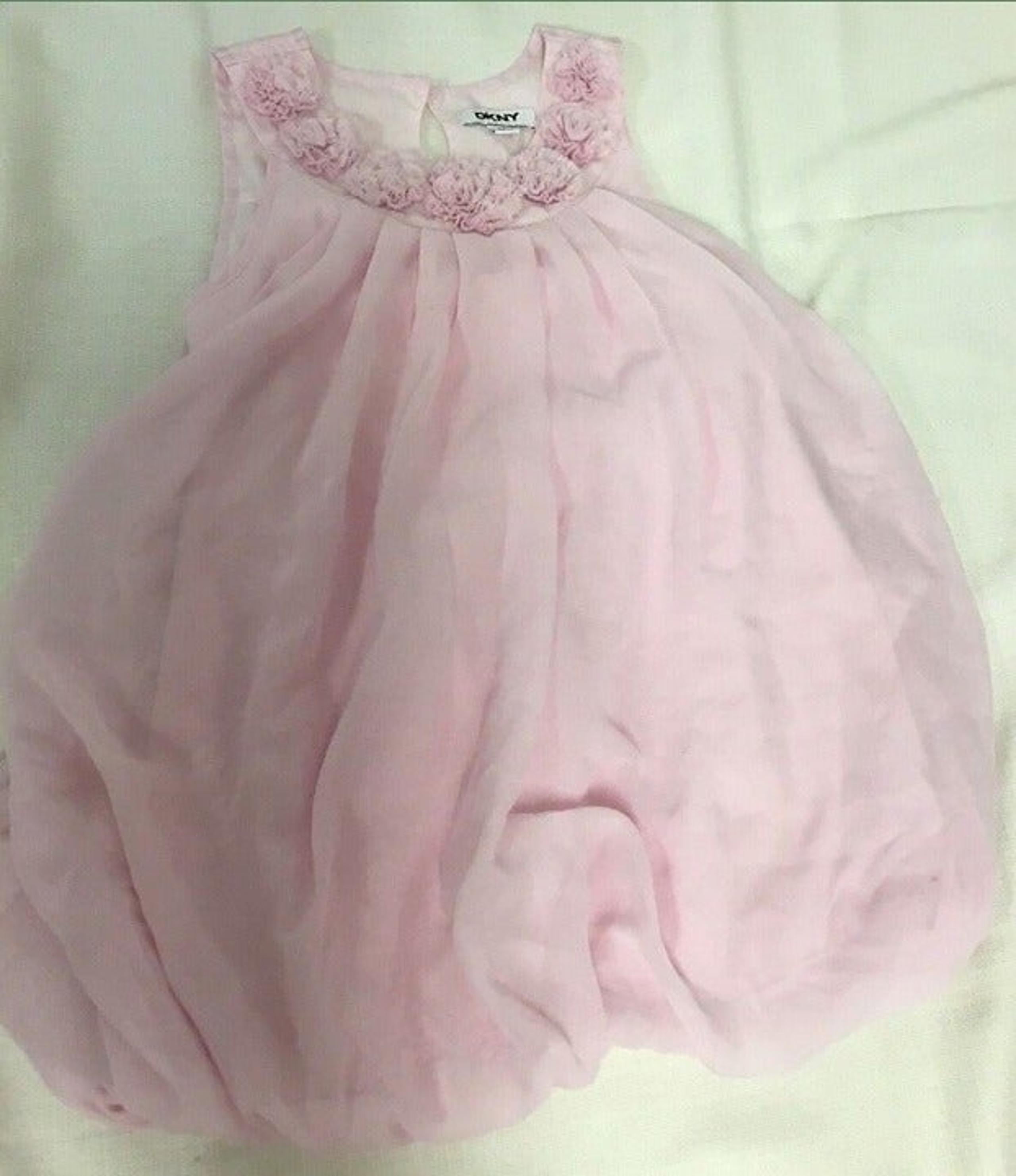 DKNY 4T Pink Baby Toddler Girl Dress Flowers Cute Spring Summer Heat Nina Party