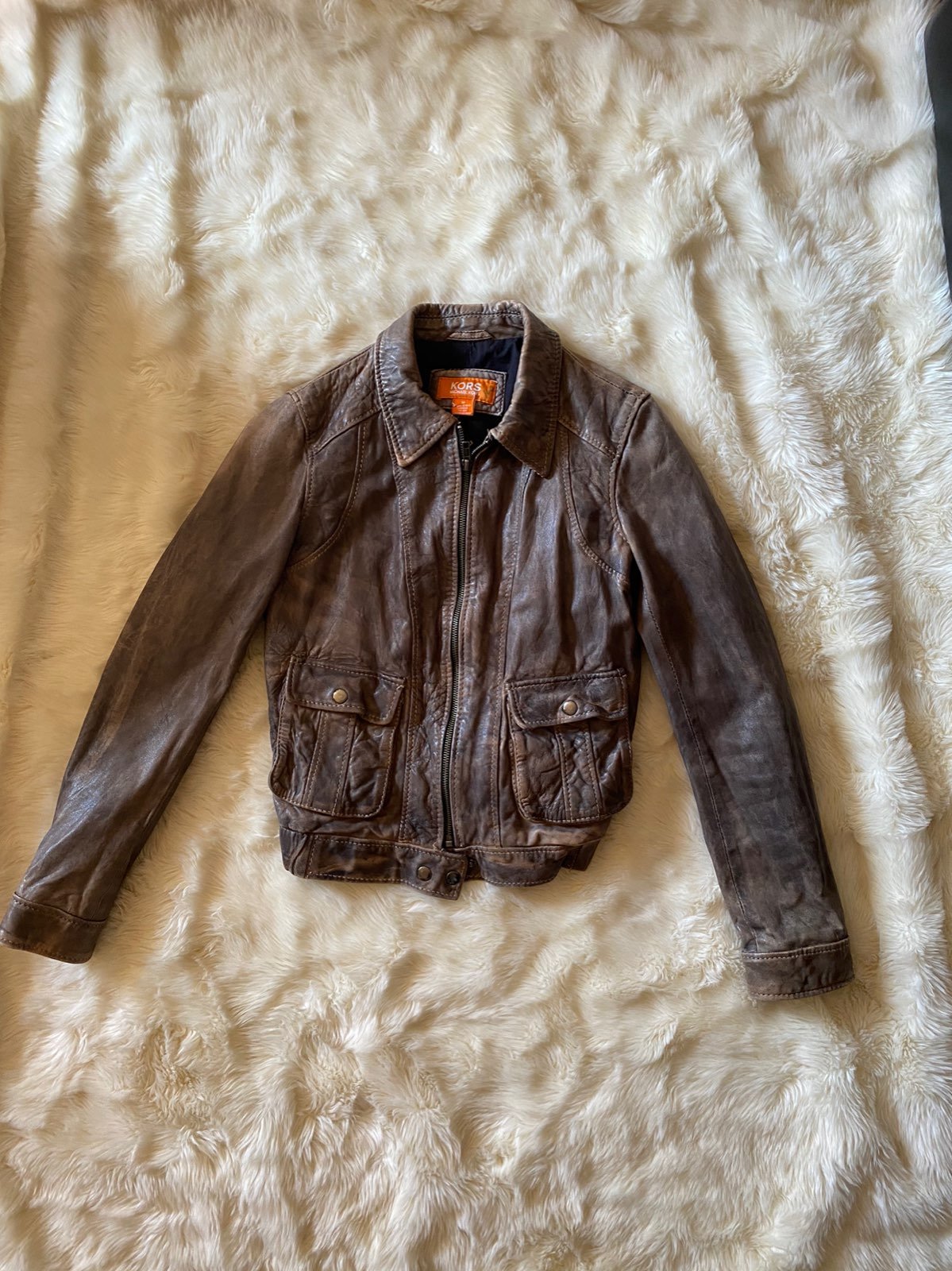 michael kors leather bomber