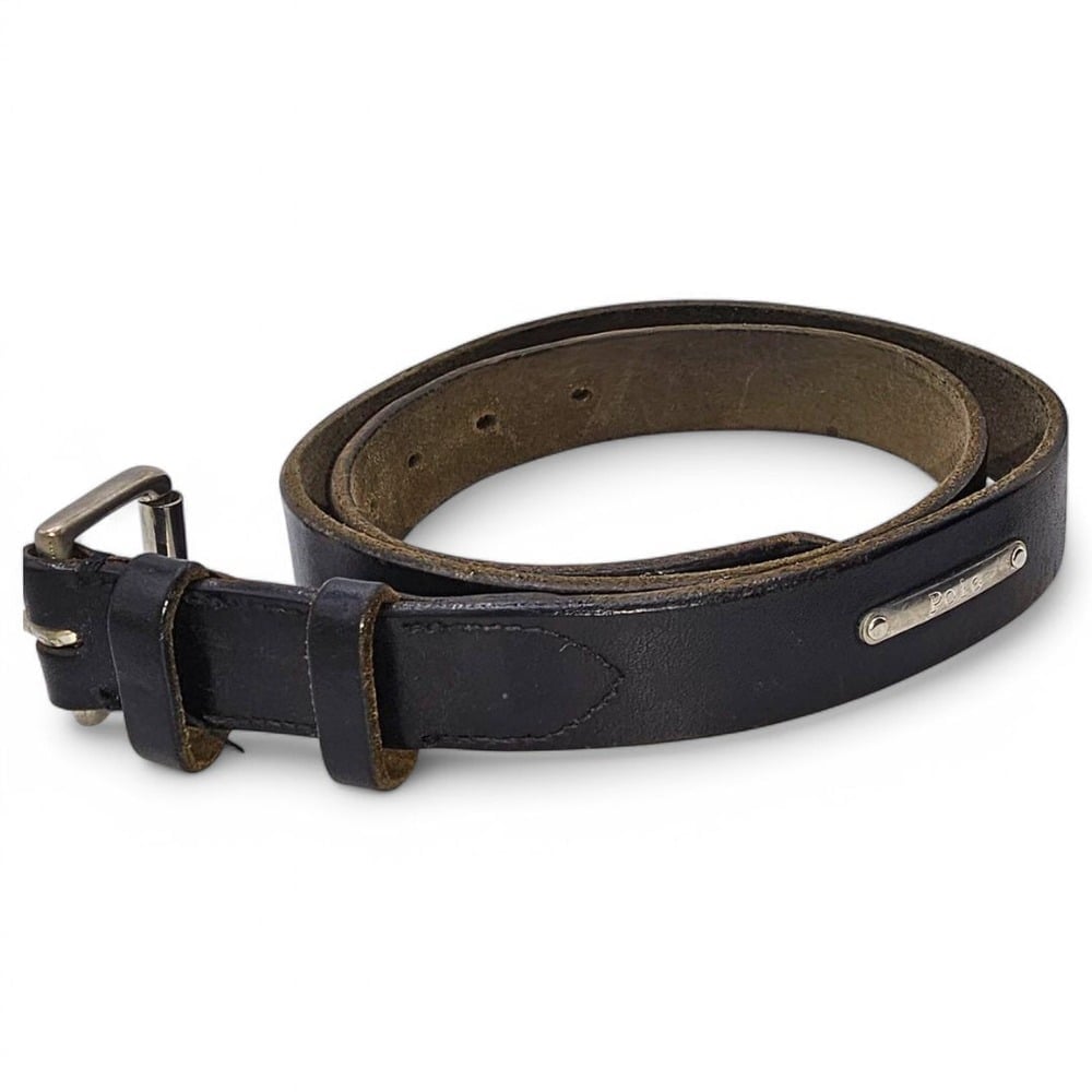 Polo Ralph Lauren Black Leather Belt Logo Italian Saddle Silver Men's Size 40