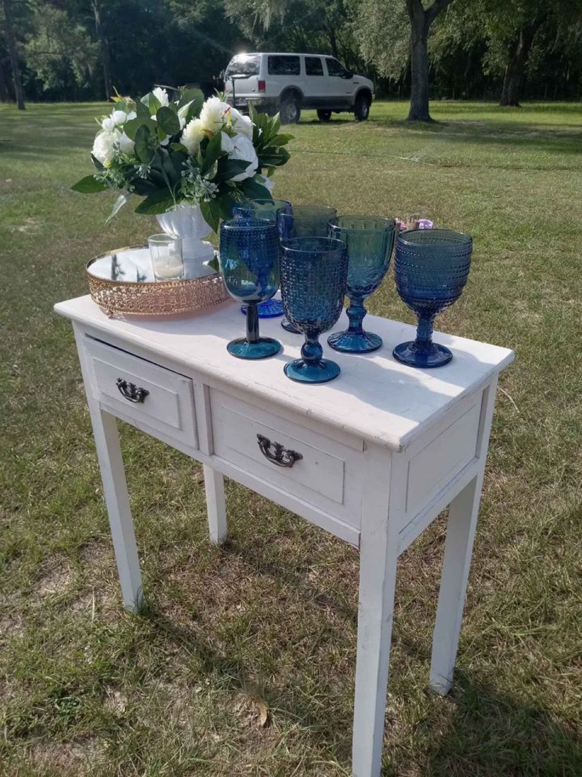 Set of 6 Vintage Dark Blue Goblets for wedding parties events