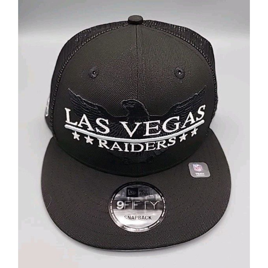 New Era Las Vegas Raiders 9FIFTY Snapback Hat Adjustable Black Trucker Cap NWT!