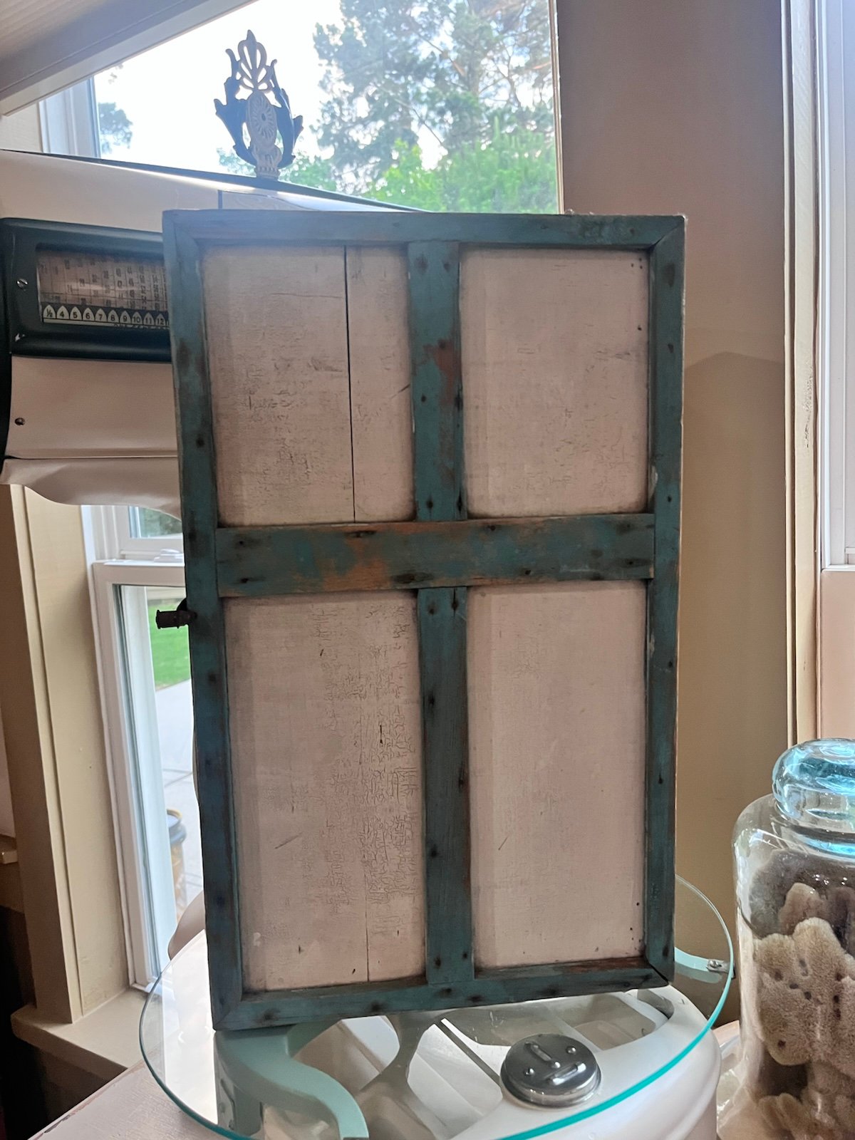 Antique Painted French Pine Cubby Shelf