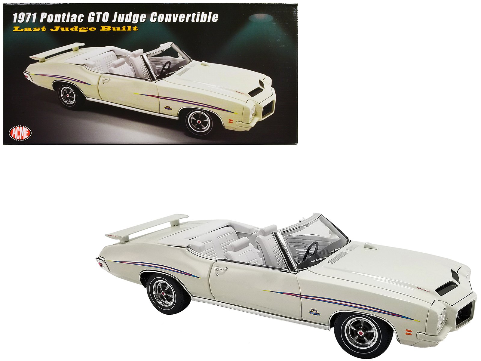 1971 Pontiac GTO Judge Convertible White with Graphics and White Interior Last