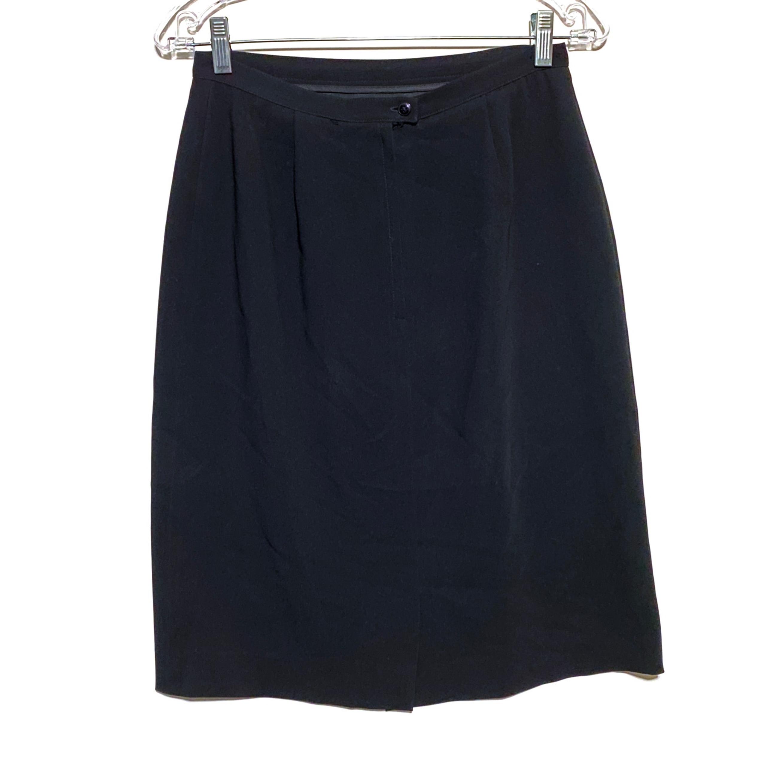 Albert Nipon Black Pencil Skirt Front Slit Womens 8 Lined Stretch Career