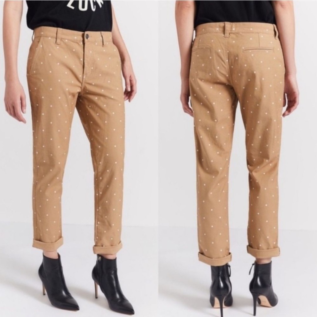 CURRENT ELLIOT The Confidant Polka Dot Tan Pants.Size 26 NWT