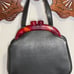 Vintage 1950s Naugahyde & Lucite Navy Blue Handbag Purse In Like New Condition