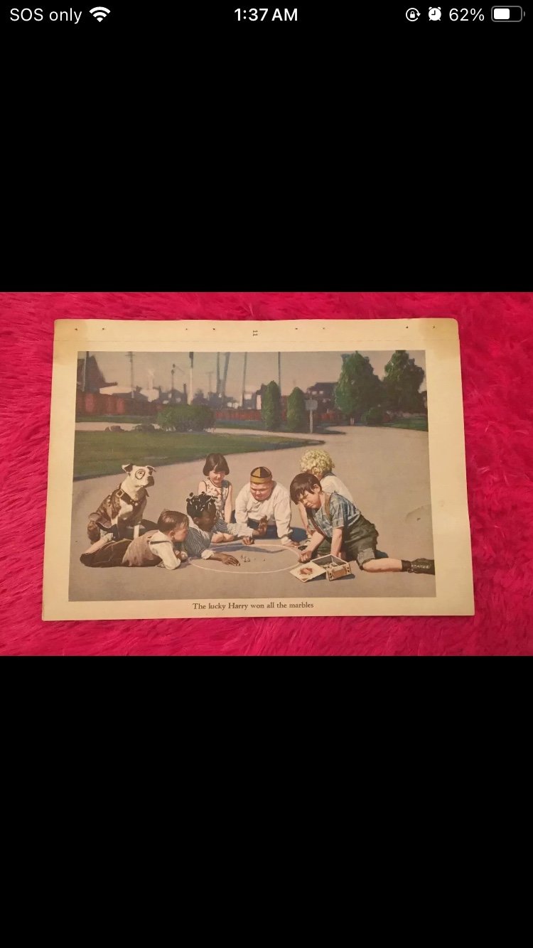 OUR GANG Little Rascals Playing Marbles Collectors Illustration Original Print