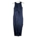 Ted Baker Dress Womens 4 Navy Blue Satin Pohshan Keyhole Wrap Midi Formal Party