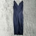 Ted Baker Dress Womens 4 Navy Blue Satin Pohshan Keyhole Wrap Midi Formal Party