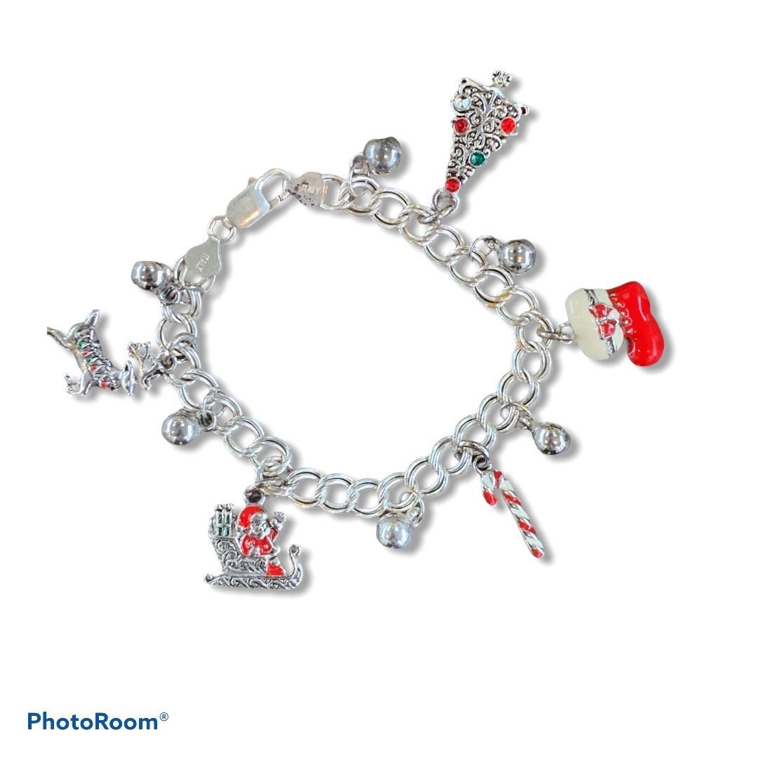 Vintage Christmas 925 charm bracelet