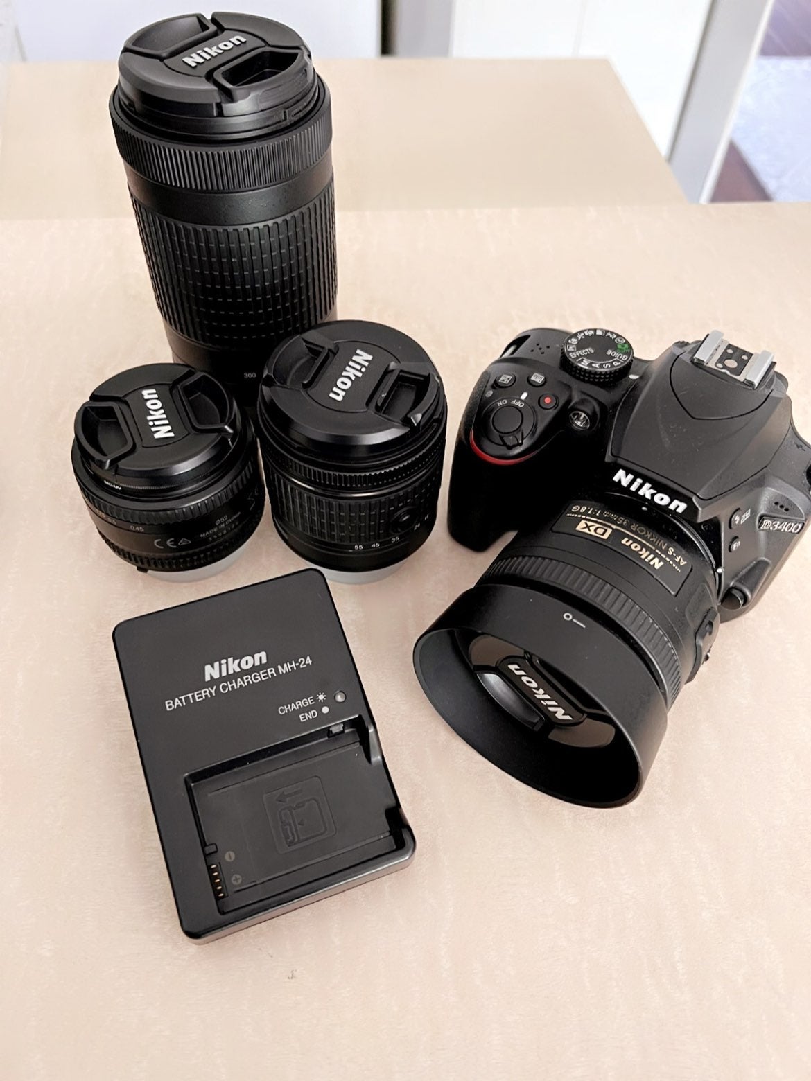 Nikon DSLR Camera with Lens D3400 DSLR Camera with 18-55mm, 70-300mm, 35mm, and