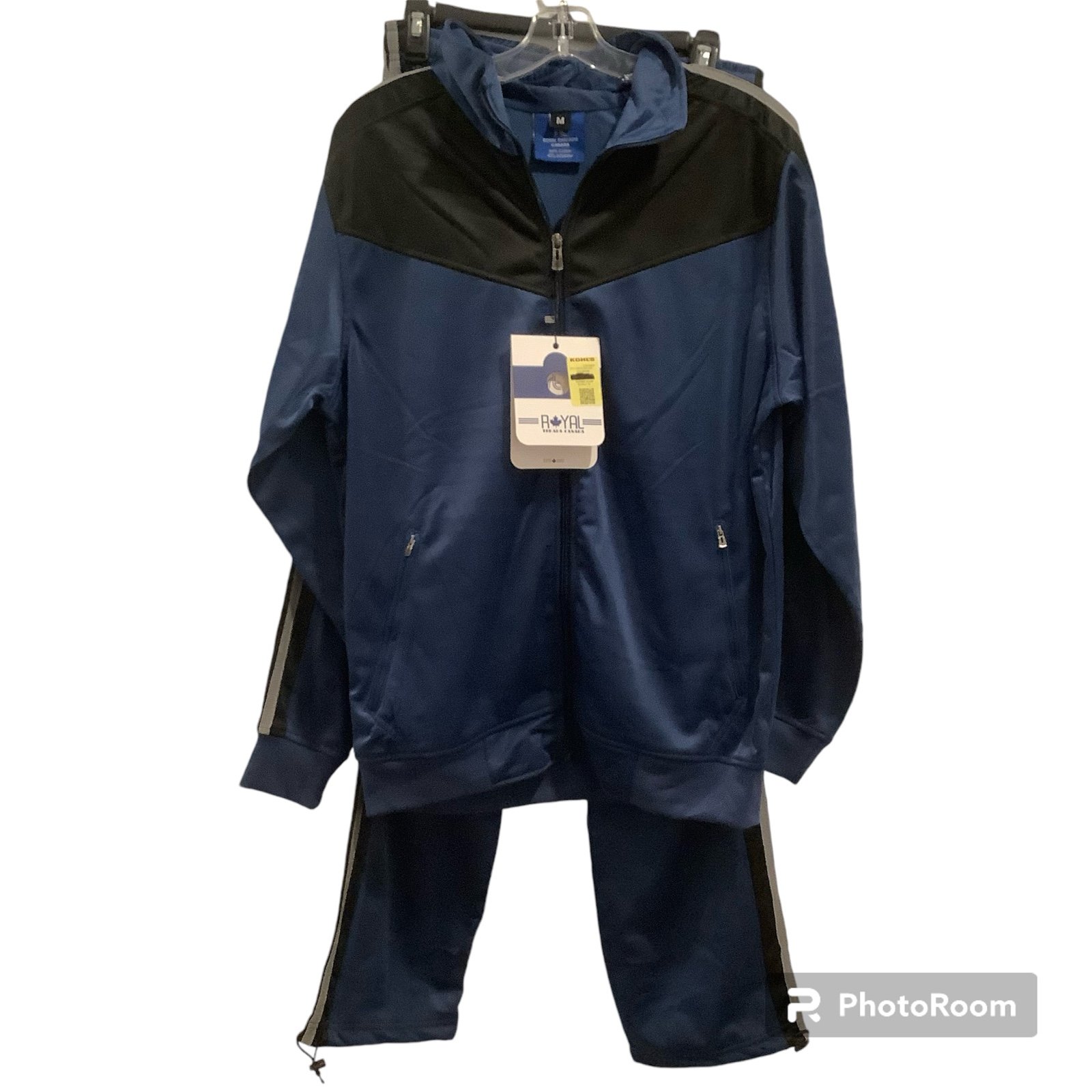 Royal Threads Canada Blue Zip Up Jacket and Pants Set Men’s Medium NWT