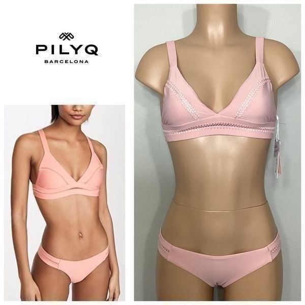 New. Pilyq blush stitched bikini set.