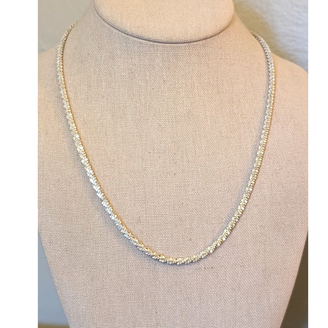 4mm Margherita Sparkly Spiral 925 Italy Sterling Silver Chain 20 Necklace