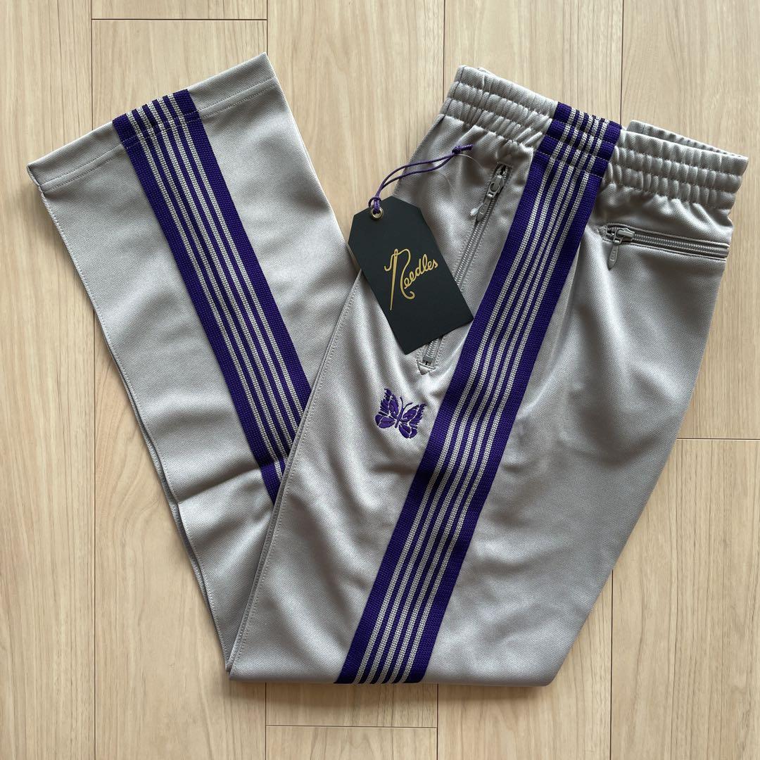 Narrow Grey Purple Needles Track Pants