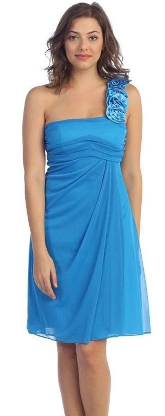 Eureka Fashion - 1801 One Shoulder Rosette Strap Cocktail Dress | NWT READ BELOW