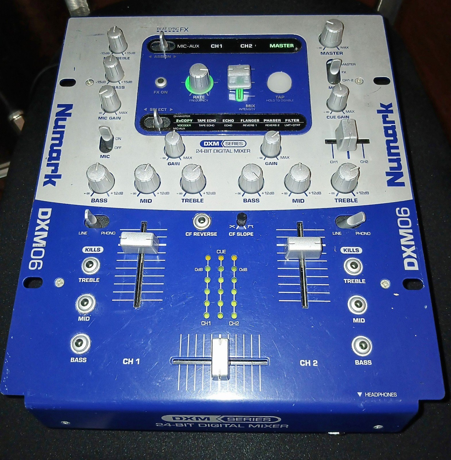 Numark DXM06 2 Channel DJ Digital Mixer Effects with Power Supply RCA cables