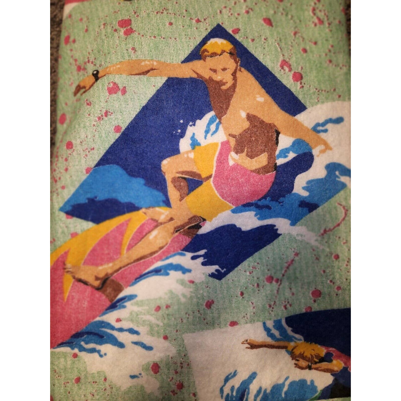 Retro Vintage Surfer Beach Blanket For Two Neon Picnic Camping New Open Box