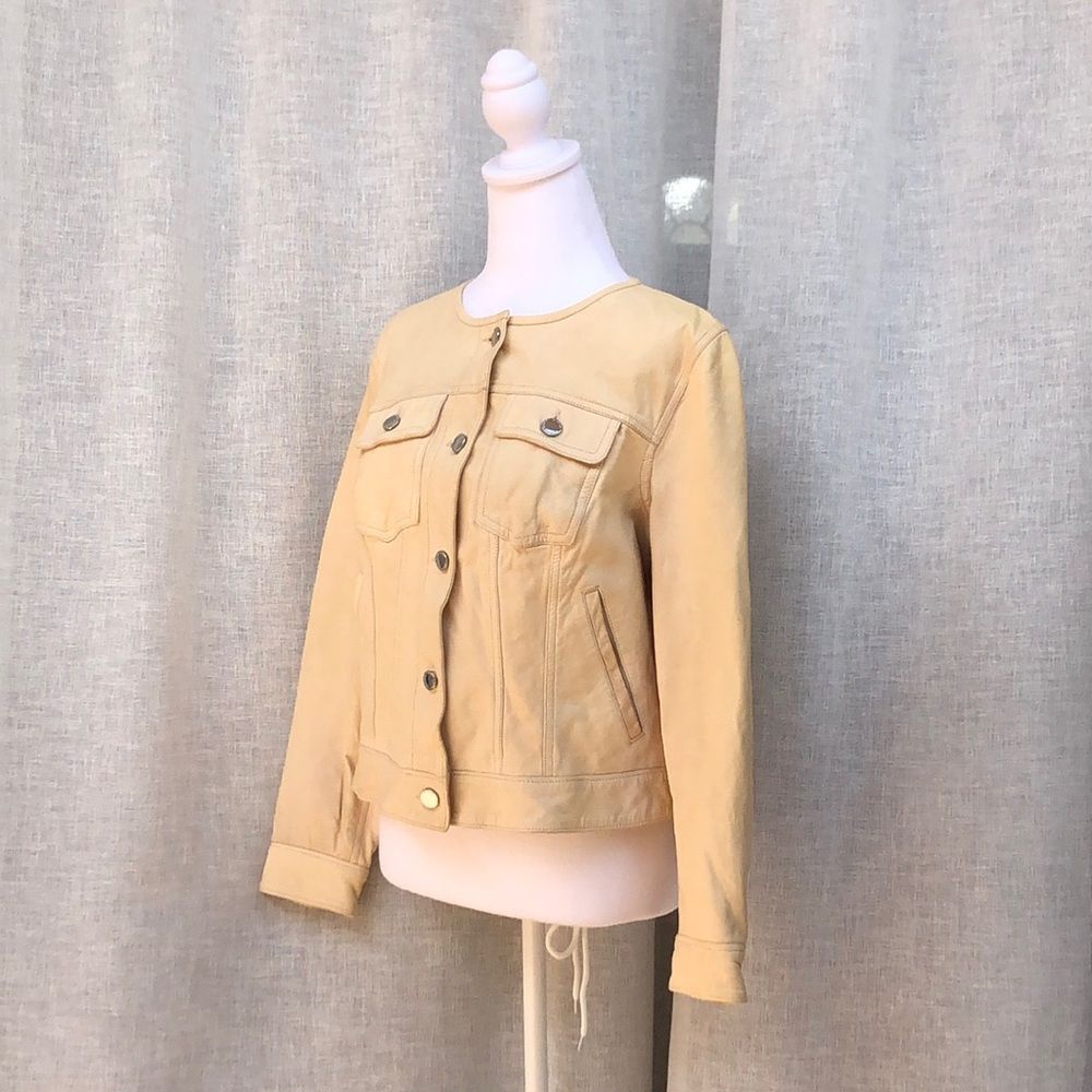 Ralph Lauren cream/ivory leather cropped jacket