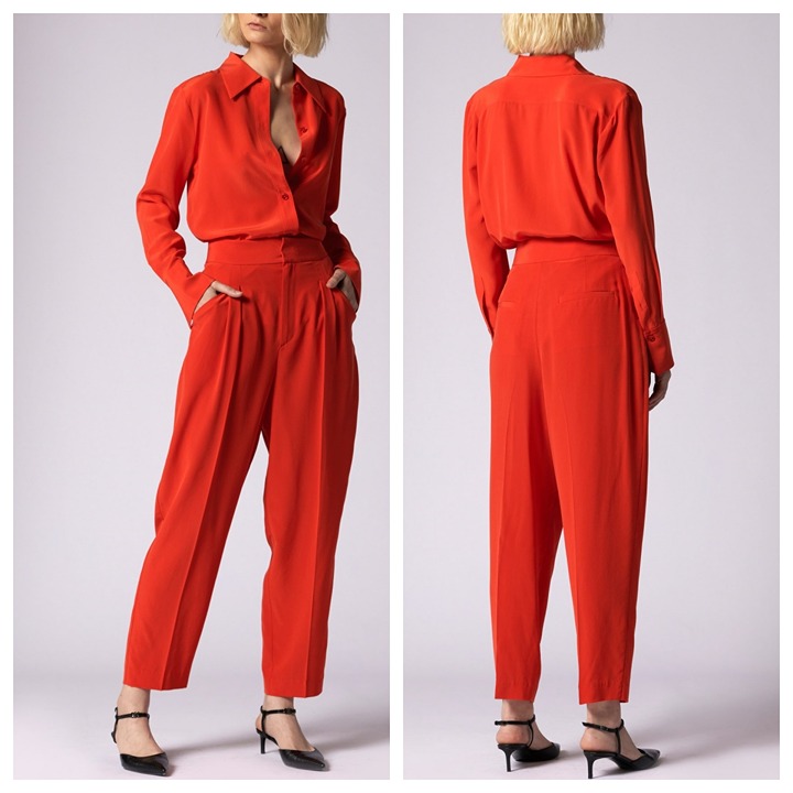 Equipment Beckett Silk Trousers Fiery Red