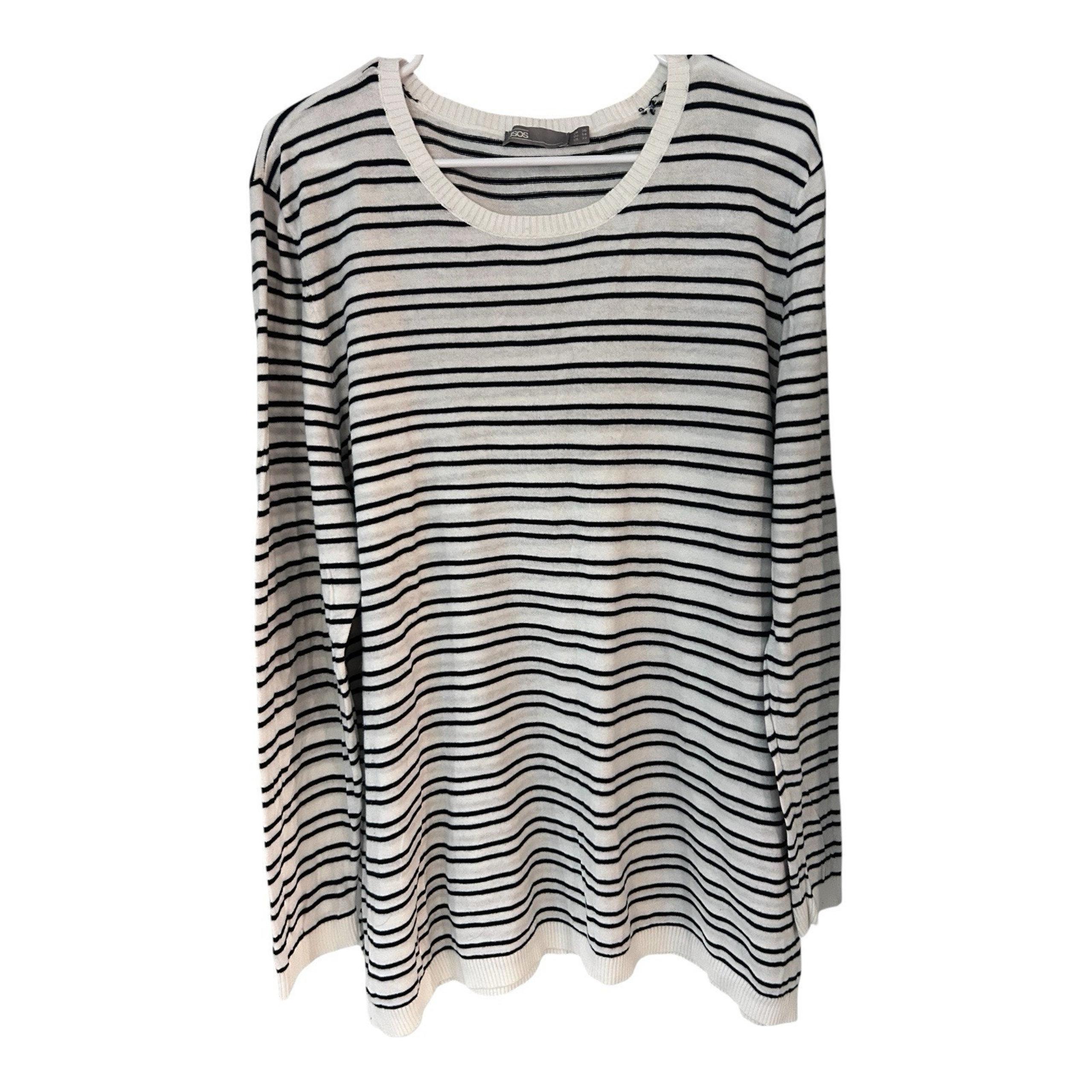 ASOS Stripe Sweater With Elbow Patches White/navy US22 EU54