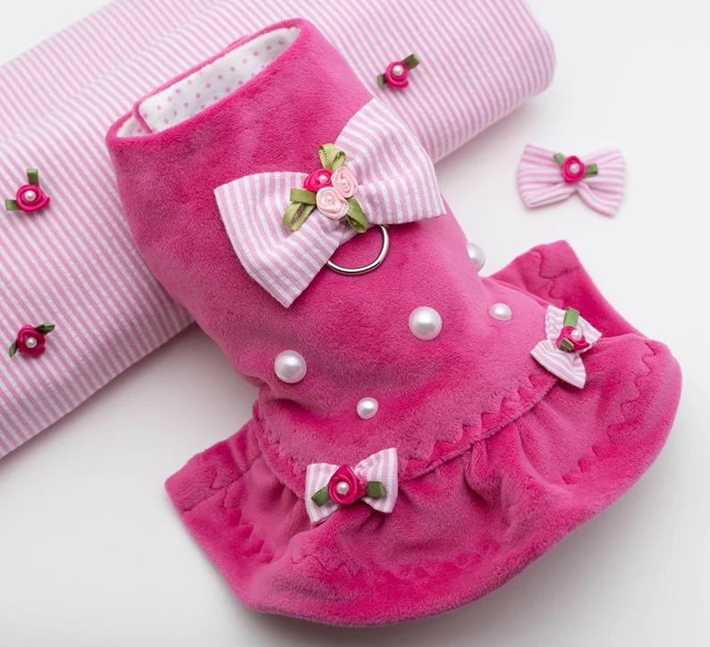 Barbie Girl Dog Coat, Pink Dog Coat, Girl Dog Clothes, Puppy Harness