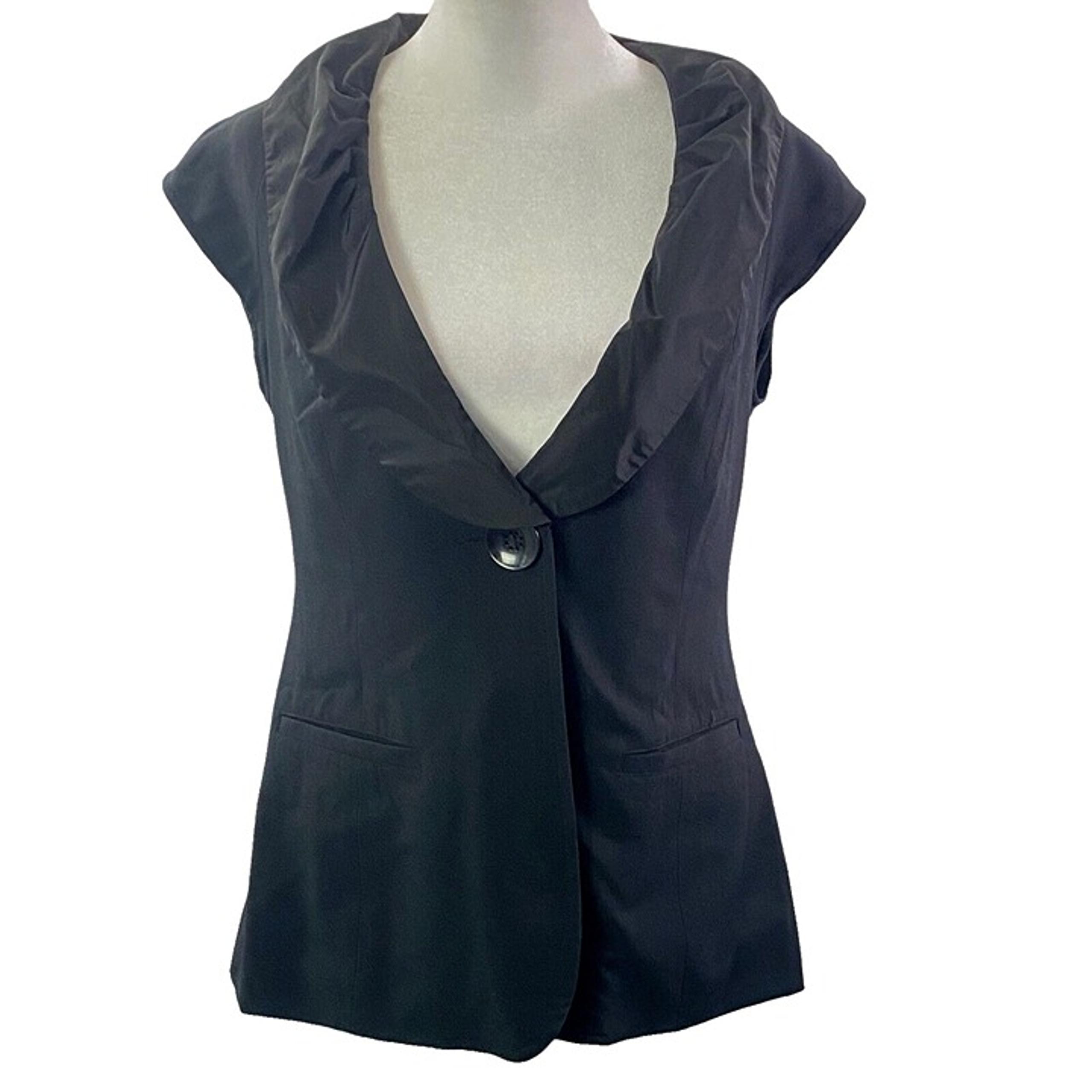 Cabi Tuxedo Dinner Vest One Button Cap Sleeves #917 Black 2 18-9