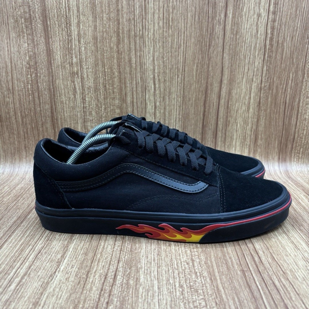 Vans Old Skool Flame Hot Wheels Mens Size 11.5 Black Sneakers 500714 MINT