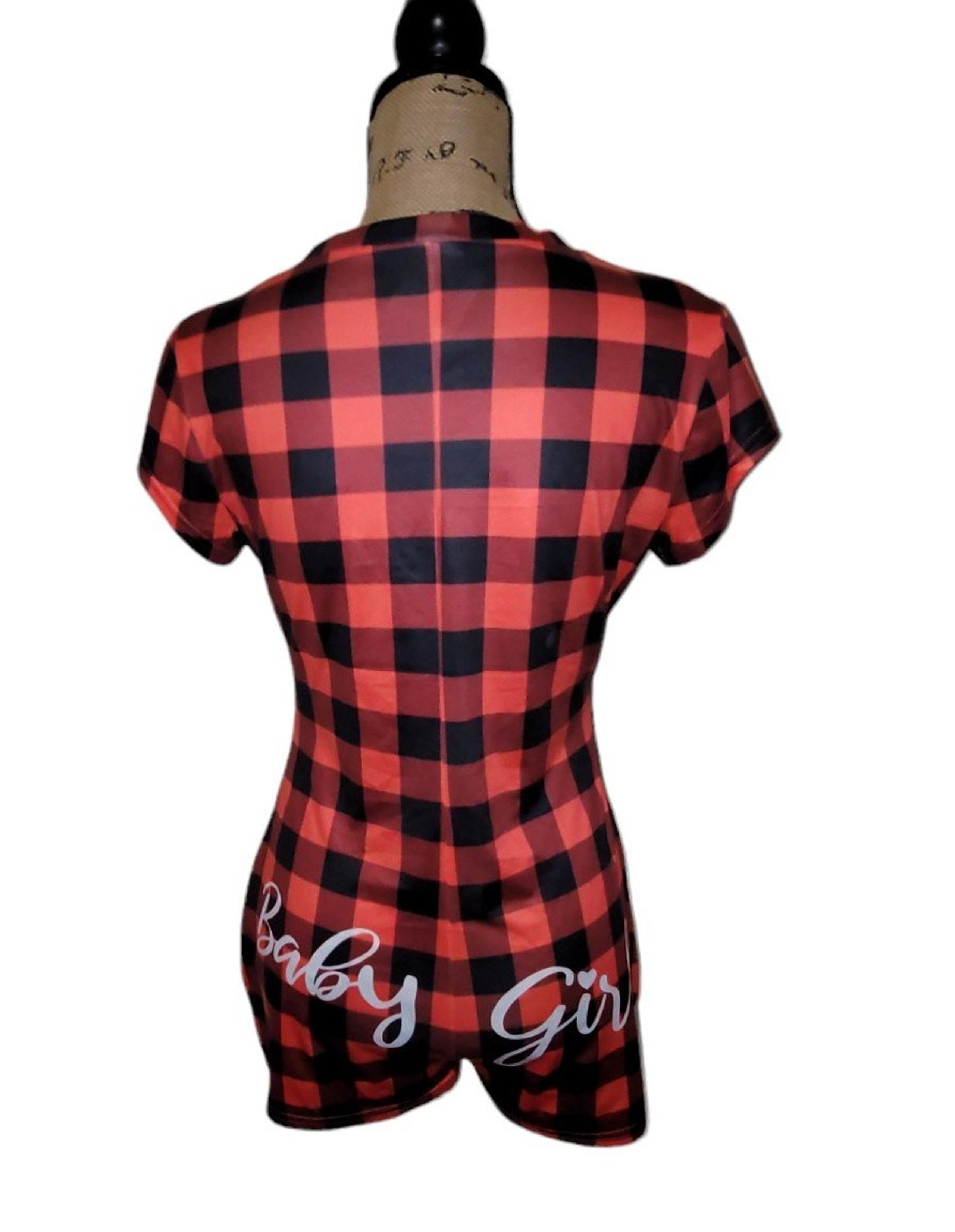 Buffalo Plaid Size LARGE Button Down Short Jumper Baby Girl Across Bottom NWOT