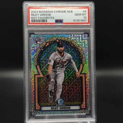 Riley Greene 2023 Bowman Chrome Mega Box Mojo ROY Favorites Rookie PSA 10 Tigers