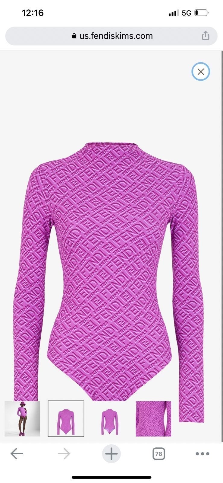 FENDI X SKIMS MOCK NECK LONG SLEEVE BODYSUIT
