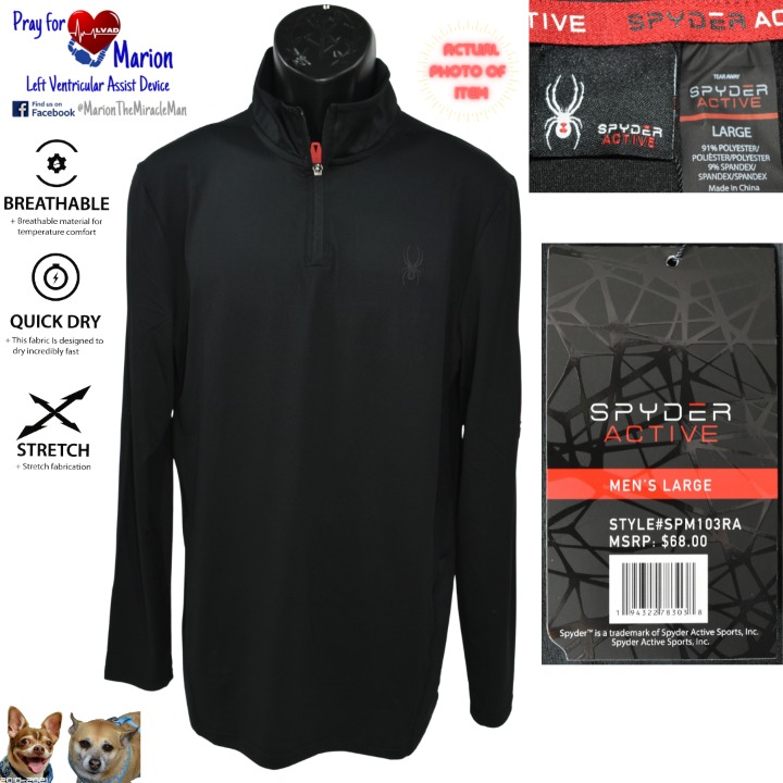Spyder Active L Black Fitted ProWEB 1/4-Zip Performance Pullover
