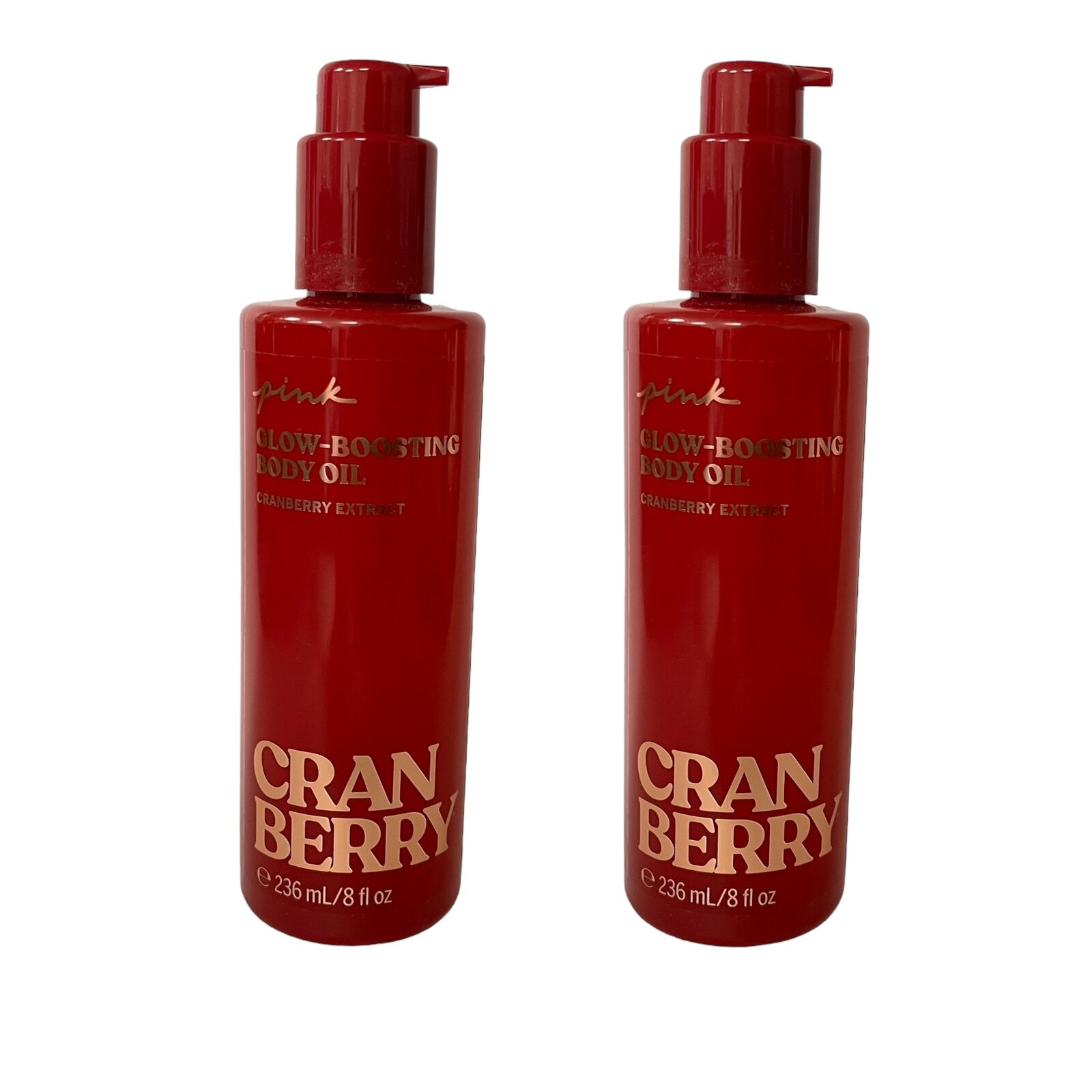 Victoria's Secret Pink Cranberry Glow Boosting Body Oil 8 fl oz 2 Pack