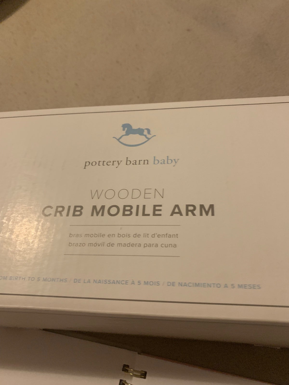 Potty barn wooden crib mobile arm