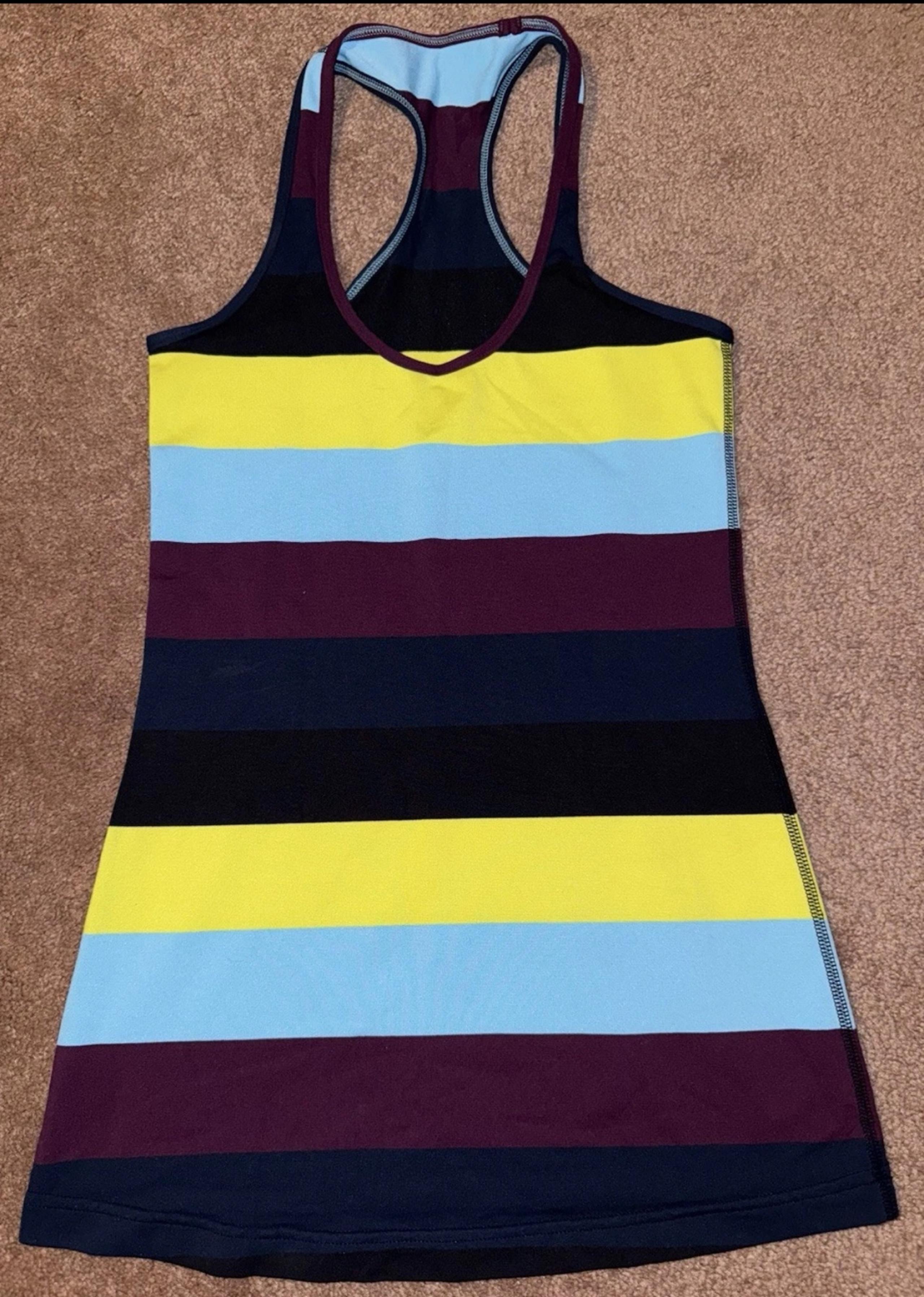 Lululemon Striped Superb Racerback Tank Top Light Blue Green Purple Size 4
