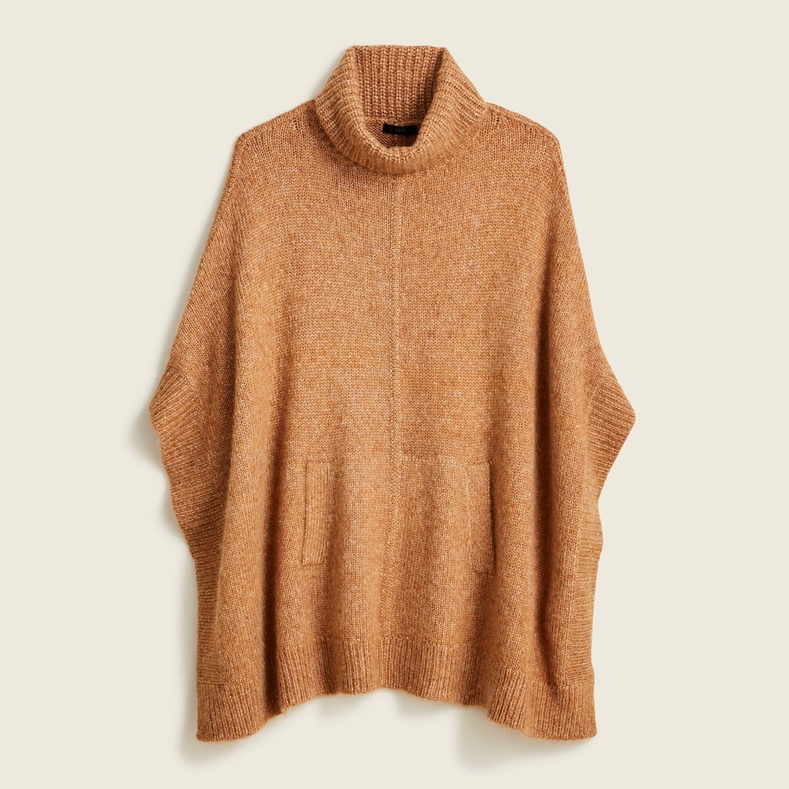 J. Crew Relaxed turtleneck poncho In hthr desert tan XS/S