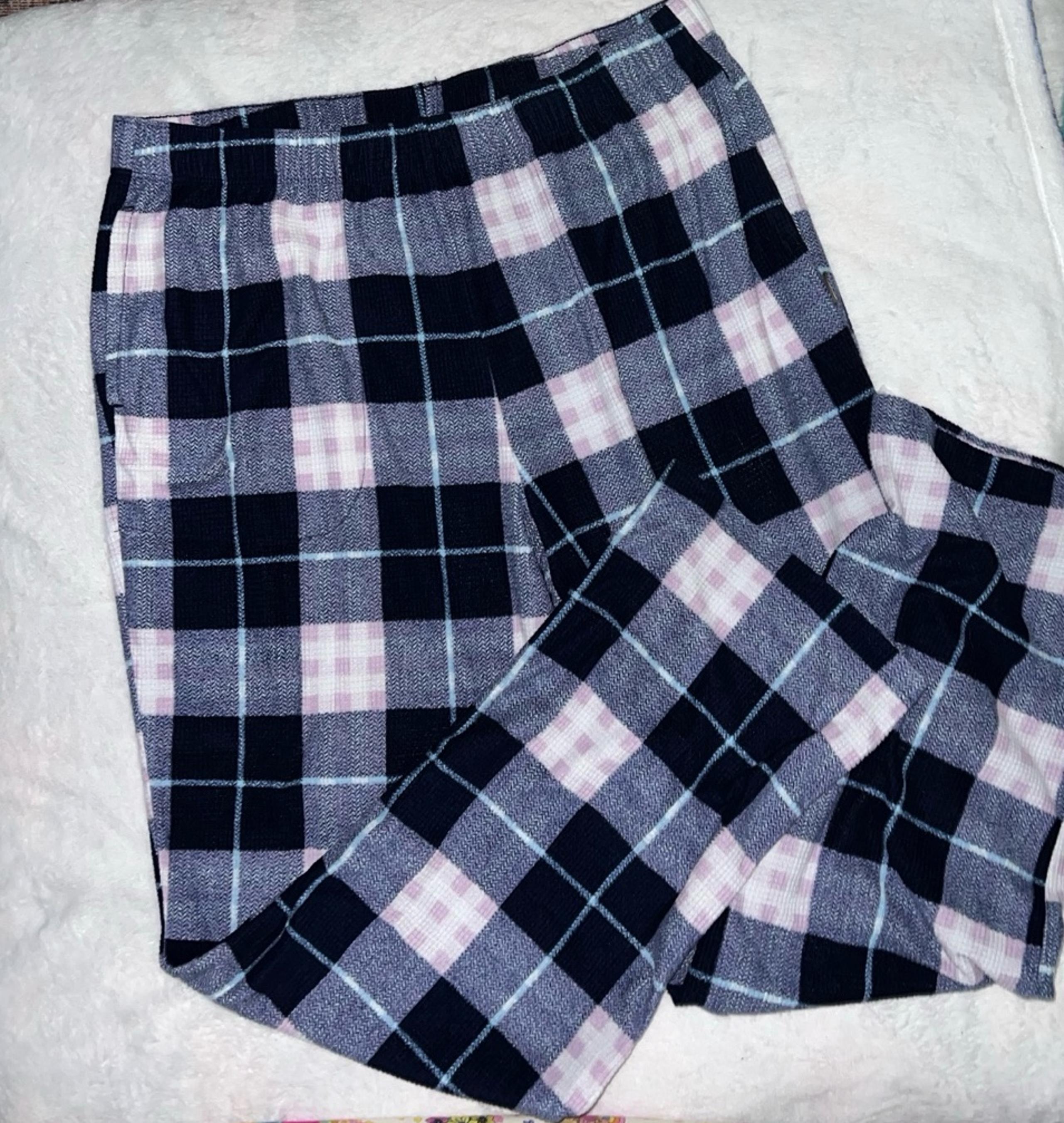 Women’s Eddie Bauer Plaid Pajama Pants Blue, White, and Pink