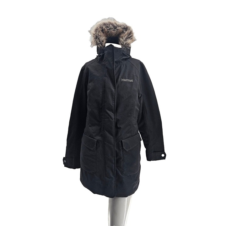 1904 Marmot Geneva Womens Black 700 Fill Goose Down Parka Coat M