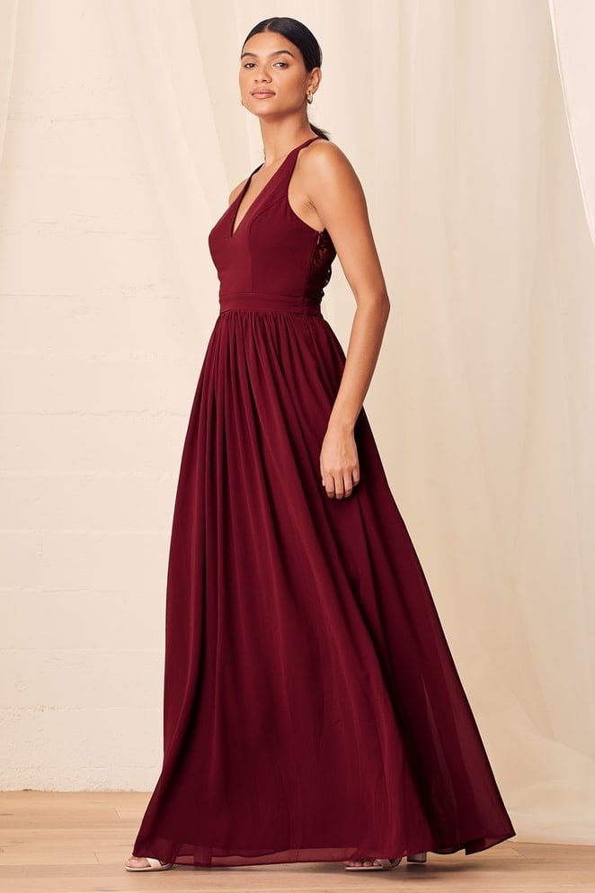 Love Spell Burgundy Lace-Back Maxi Dress