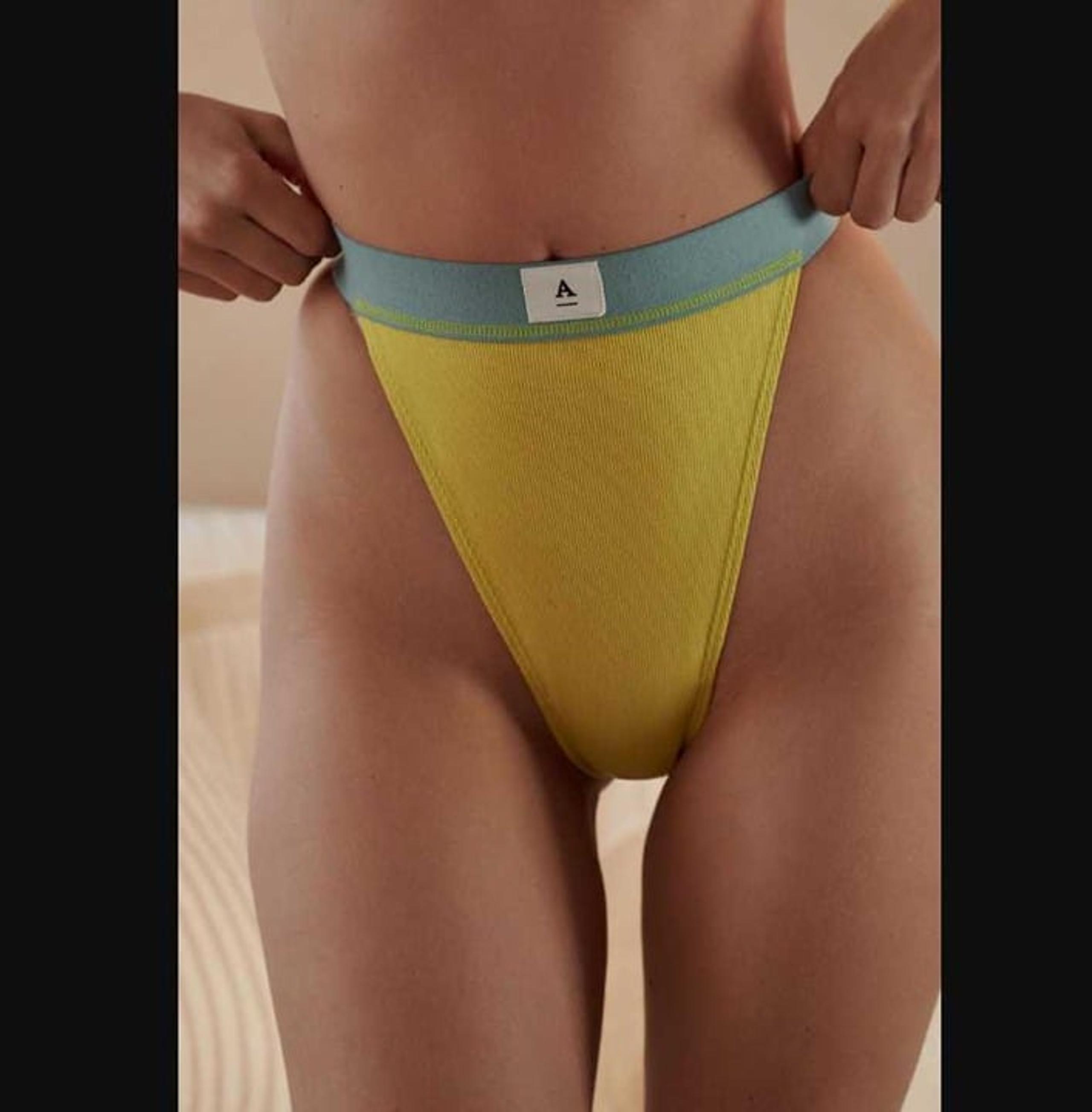 New women's L By Anthropologie ribbed cotton bikini panty Chartreuse