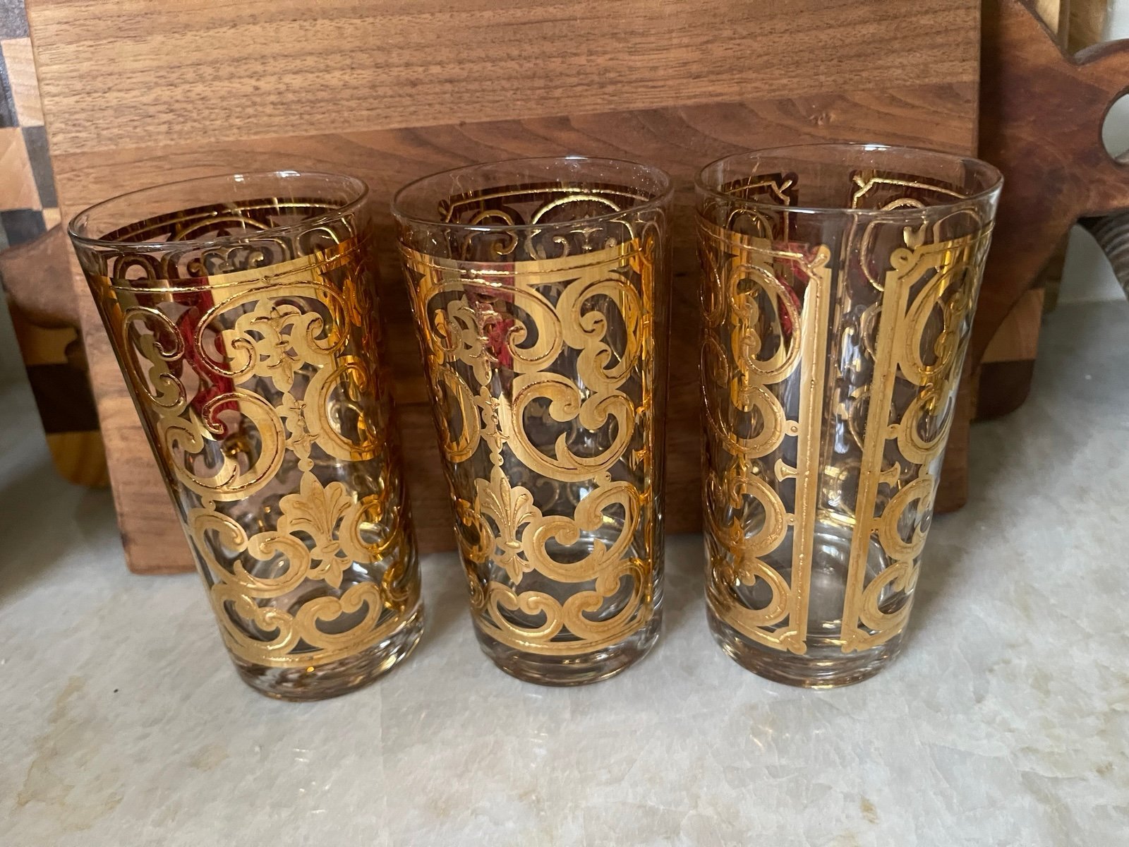 Vintage 60’s Georges Briard highball glasses Spanish Gold MCM