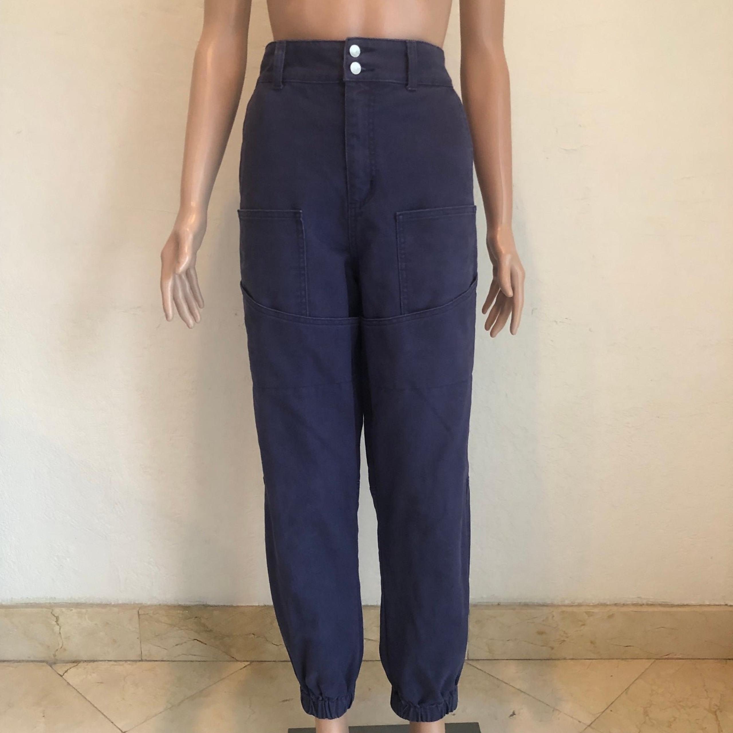 Forever 21 Navy Blue Vintage Cargo Pants Double Pocket Women’s Size L High Waist